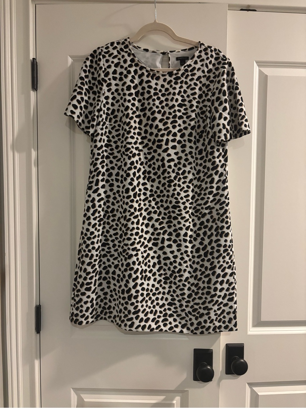 Ann Taylor Black and White Leopard-Print Mini Dress